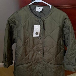 NWT TUCKERNUCK Women's Olive Green Quilted Yates Button Down Jacket XS Pockets